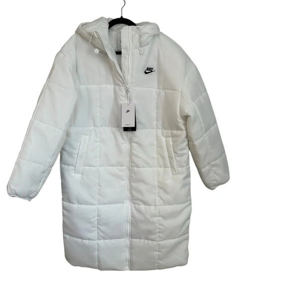 Nike Sportswear Classic Puffer Women’s White Therma-Fit Loose Parka Size M NWT - Picture 1 of 10